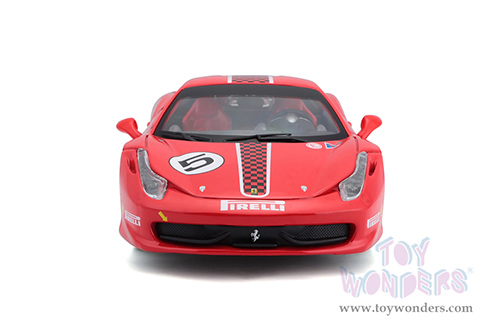 BBurago Ferrari Racing - Ferrari 458 Challenge #5 (1/24 scale diecast model car, Red) 18-26302R