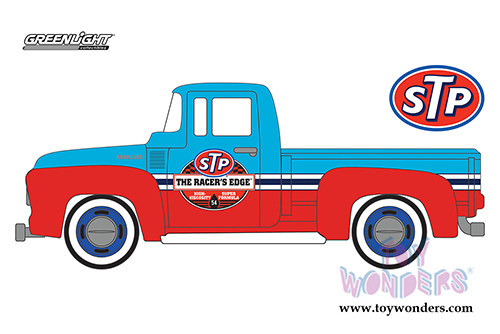 Greenlight - Anniversary Collection Series 6 | Ford F-100 Truck STP 65th Anniversary (1954, 1/64 scale diecast model car, Blue/Orange) 27940A/48