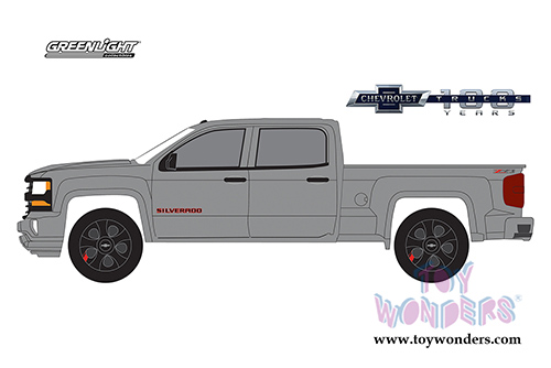 Greenlight - Anniversary Collection Series 6 | Chevrolet&reg; Silverado&trade; Redline Edition 100th Anniversary of Chevy&reg; Trucks (2018, 1/64 scale diecast model car, Silver) 27940F/48
