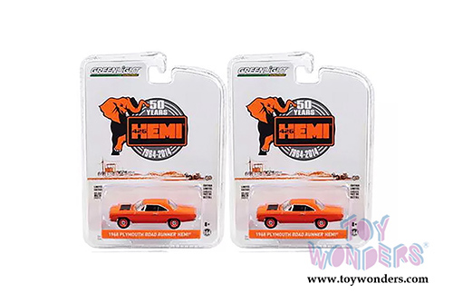 Greenlight - Anniversary Collection Series 8 | Plymouth HEMI Road Runner - 426 HEMI 50 Years (1968, 1/64 scale diecast model car, Orange) 27980C/48