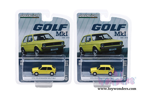 Greenlight - Anniversary Collection Series 9 | Volkswagen Golf Mk1 - Volkswagen Golf 45th Anniversary (1974, 1/64 scale diecast model car, Yellow) 28000C/48