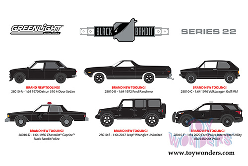 Greenlight Black Bandit Series 22 (1/64 scale diecast model car, Black) 28010/48