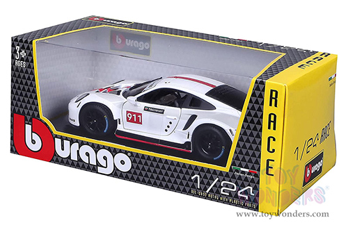 BBurago Race - Porsche 911 RSR GT (1/24 scale diecast model car, White) 18-28013WT