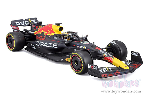 Bburago - Oracle Red Bull Racing RB18 #1 Max Verstappen with Driver Formula One F1 Abu Dhabi GP "Drivers' Champion" (2022) (1/24 scale diecast model car, Black) 28026/1