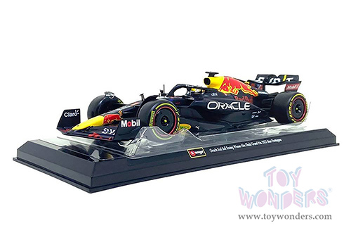 Bburago - Oracle Red Bull Racing RB18 #1 Max Verstappen with Driver Formula One F1 Abu Dhabi GP "Drivers' Champion" (2022) (1/24 scale diecast model car, Black) 28026/1