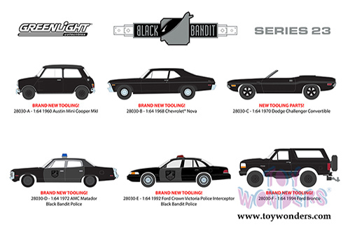 Greenlight Black Bandit Series 23 (1/64 scale diecast model car, Black) 28030/48