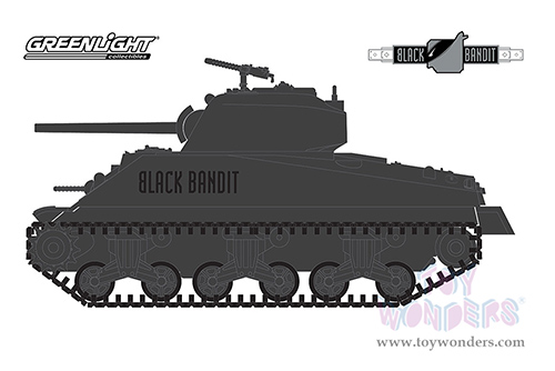 Greenlight Black Bandit - Series 26 | M4 Sherman Tank (1944, 1/64 scale diecast model car, Black) 28090A/48