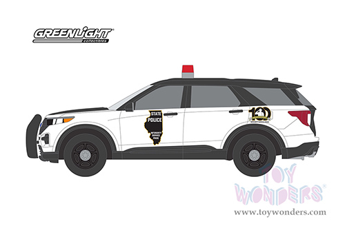 Greenlight - Anniversary Collection Series 14 | Ford Police Interceptor Utility - Illinois State Police 100th Anniversary (2022, 1/64 scale diecast model car, Black/White) 28100F/48