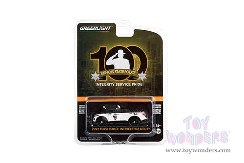 Greenlight - Anniversary Collection Series 14 | Ford Police Interceptor Utility - Illinois State Police 100th Anniversary (2022, 1/64 scale diecast model car, Black/White) 28100F/48