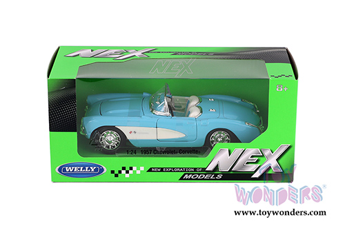 Welly - Chevrolet Corvette Convertible (1957, 1/24 scale diecast model car, Light Blue) 29393WBU