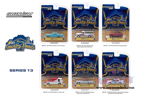 Greenlight - Country Roads Series 13 (1/64 scale diecast model car, Asstd.) 29810/6