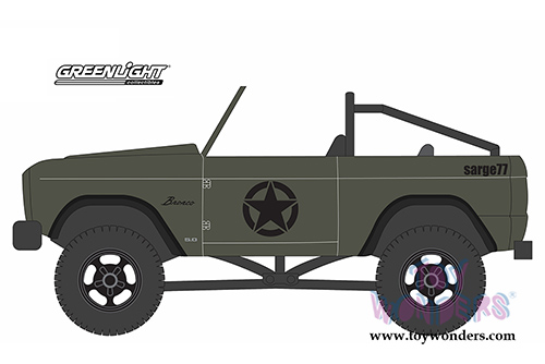 Greenlight - Ford Bronco Military Jeep (1977, 1/64 scale diecast model car, Dark Green) 29842