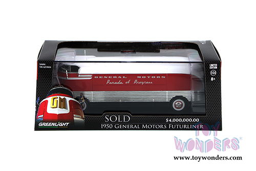 Greenlight - General Motors Futurliner Bus (1950, 1/64 scale diecast model car, Red w/White) 29843