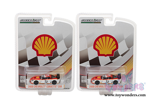 Greenlight - Shell Oil Chevrolet Corvette C6R Hardtop (2009, 1/64 scale diecast model car, Orange w/White) 29907/48