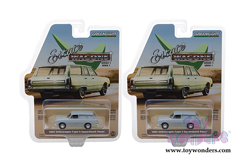 Greenlight - Estate Wagons Series 1 | Volkswagen Type-3 Squareback Panel (1965, 1/64 scale diecast model car, Light Gray) 29910C/48
