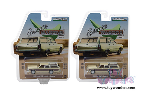 Greenlight - Estate Wagons Series 1 | Ford LTD Country Squire with Roof Rack and Wood Paneling (1985, 1/64 scale diecast model car, Cream) 29910F/48