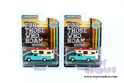 Greenlight -  Dodge D-100 with Winnebago Slide-In Camper (1965, 1/64 scale diecast model car, Turquoise) 29923/48