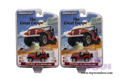 Greenlight - The Great Escape (1963) Advertisement Jeep CJ-5 Renegade (1974, 1/64 scale diecast model car, Red) 29936/48