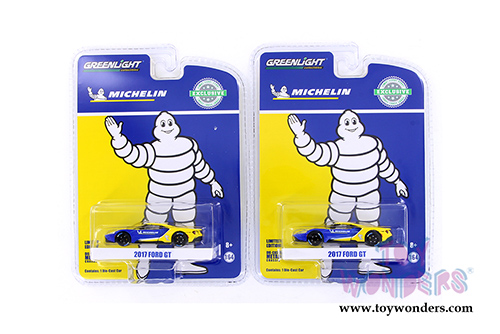 Greenlight - Ford GT #68 Michelin Tires (2017, 1/64 scale diecast model car, Blue/Yellow) 29945/48