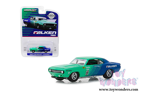 Greenlight - Chevrolet® Camaro® #88 Falken Tires (1969, 1/64 scale diecast model car, Green/Blue) 29959/48