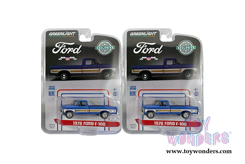 Greenlight - Ford F-100 Bicentennial Pickup Truck  (1976, 1/64 scale diecast model car, Blue) 29966/48