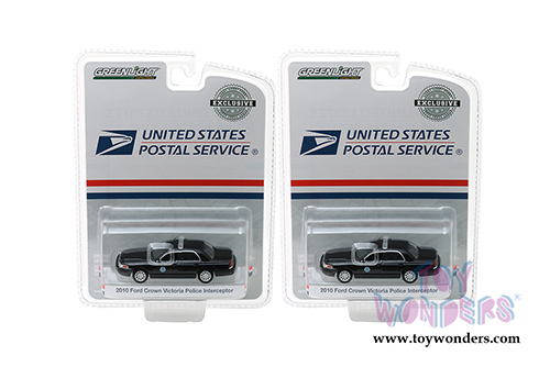 Greenlight - Ford Crown Victoria Police Interceptor United States Postal Service (USPS&reg;) (2010, 1/64 scale diecast model car, Black) 29971/48