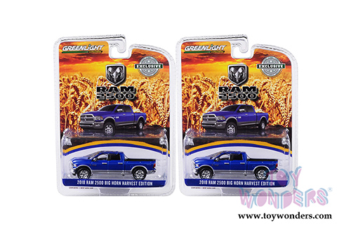 Greenlight - Dodge Ram 2500 Big Horn Pickup Truck Harvest Edition (2018, 1/64 scale diecast model car, New Holland Blue) 29973/48
