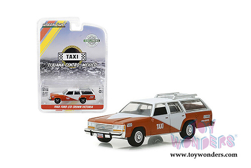 Greenlight - Ford LTD Crown Victoria Tijuana Centro, Mexico Taxicab (1988, 1/64 scale diecast model car, Brown/White) 30026/48