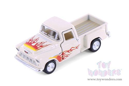 3002DF Kinsmart 1955 Chevy Stepside Pickup Truck Livery White Diecast Model Car 