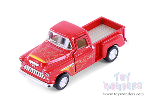 3002DF Kinsmart 1955 Chevy Stepside Pickup Truck Livery Red Diecast Model Car 