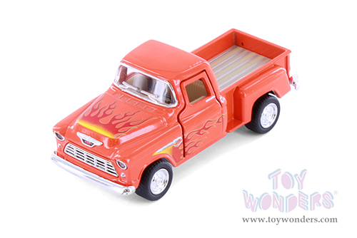 3002DF Kinsmart 1955 Chevy Stepside Pickup Truck Livery Orange Diecast Model Car 