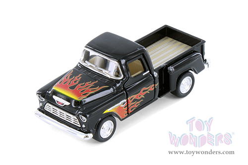 3002DF Kinsmart 1955 Chevy Stepside Pickup Truck Livery Black Diecast Model Car 