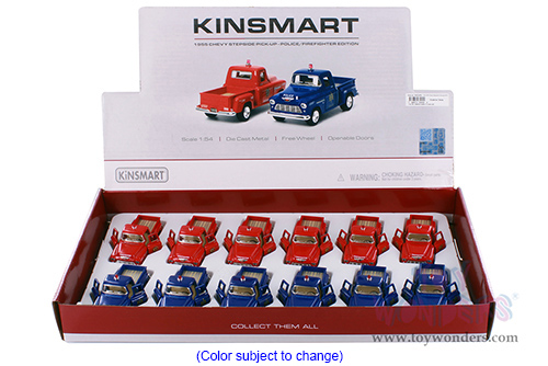 3002DPR Kinsmart 1955 Chevy Stepside Pickup Truck Police Firefighter Diecast Model Car Display Box Package