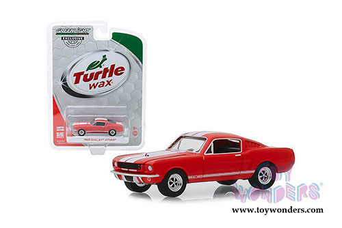 Greenlight - Shelby&reg; GT350&reg; - Turtle Wax&reg; "Wax Before You Ride" Turtle Wax&reg; Ad Cars (1965, 1/64 scale diecast model car, Orange w/White stripes) 30072/48
