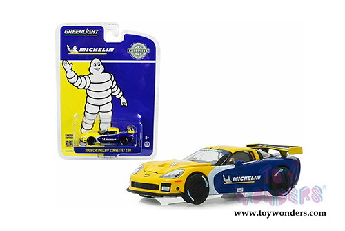 Greenlight - Chevrolet&reg; Corvette&reg; C6R Michelin Tires (2009, 1/64 scale diecast model car, Blue/Yellow) 30074/48