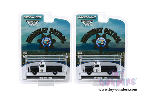 Greenlight - Ford F-100 Pickup Truck California Highway Patrol (1975, 1/64 scale diecast model car, Black/White) 30085/48
