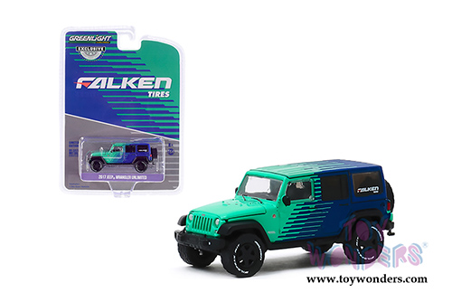 Greenlight - Jeep&reg; Wrangler Unlimited - Falken Tires (2017, 1/64 scale diecast model car, Green/Blue) 30124/48