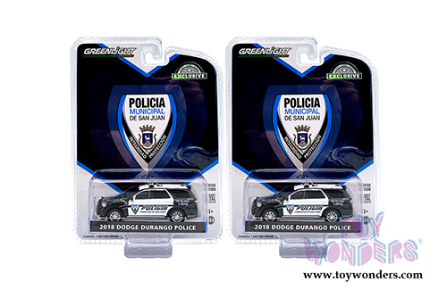 Greenlight - Hot Pursuit Dodge Durango Policia - Municipal de San Juan, Puerto Rico (2018, 1/64 scale diecast model car, Black/White) 30197/48