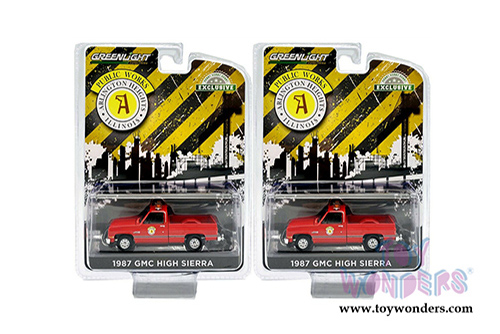 Greenlight - GMC High Sierra Pickup Truck Public Works Arlington Heights, Illinois (1987, 1/64 scale diecast model car, Red) 30213/48