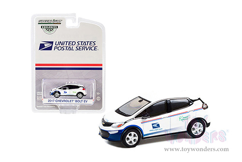 Greenlight - Chevrolet&reg; Bolt - United States Postal Service (USPS&reg;) "Powered by Electricity" (2017, 1/64 scale diecast model car, Blue/White) 30263/48