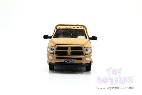 Greenlight - Dodge Ram 3500 Dually Flatbed Gooseneck Carabineros De Chile Military Truck (2018, 1/64 scale die cast model car, Matte Tan) 30271/48