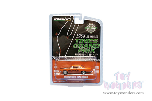 Greenlight - Plymouth Road Runner - 1968 Los Angeles Times Grand Prix at Riverside International Raceway Official Pace Car (1969, 1/64 scale diecast model car, Orange) 30273/48
