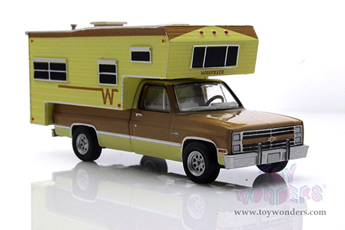 Greenlight - Chevrolet&reg; C20 Silverado Camper Special with Winnebago Slide-In Camper (1986, 1/64 scale diecast model car, Copper Canyon & Doeskin Tan) 30288/48