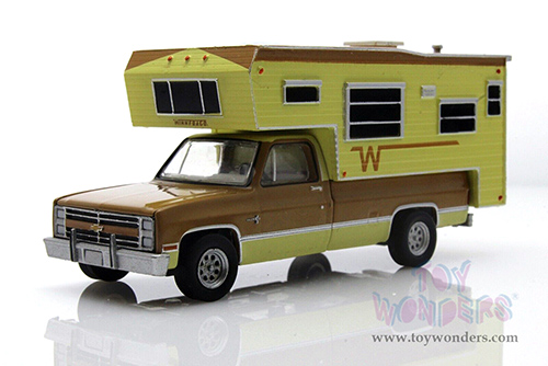 Greenlight - Chevrolet&reg; C20 Silverado Camper Special with Winnebago Slide-In Camper (1986, 1/64 scale diecast model car, Copper Canyon & Doeskin Tan) 30288/48