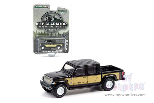 Greenlight - Jeep&reg; Gladiator Pickup Truck - Honcho J-10 Tribute (2020, 1/64 scale diecast model car, Black/Gold) 30309/48