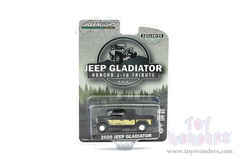 Greenlight - Jeep&reg; Gladiator Pickup Truck - Honcho J-10 Tribute (2020, 1/64 scale diecast model car, Black/Gold) 30309/48
