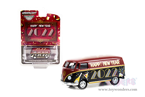 Greenlight - Volkswagen Panel Van - Happy New Year 2022 (1/64 scale diecast model car, Dark Red/Black) 30319/48