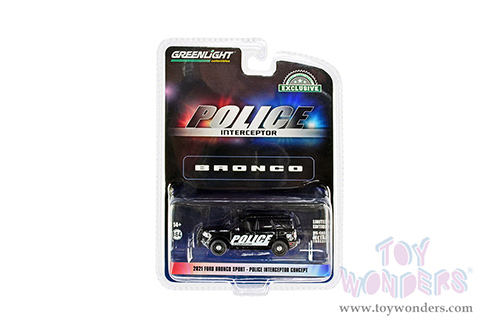 Greenlight - Ford Bronco Sport - Police Interceptor Concept (2021, 1/64 scale diecast model car, Black/White letters) 30339/48