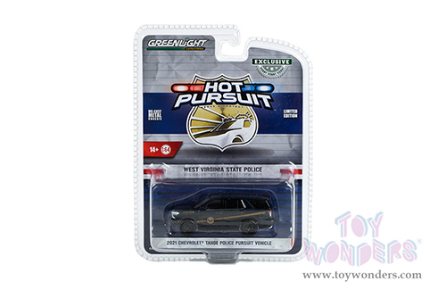 Greenlight - Hot Pursuit | Chevrolet&reg; Tahoe Police Pursuit Vehicle (PPV) - West Virginia State Police (2021, 1/64 scale diecast model car, Black/Gold stripes) 30343/48