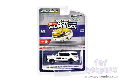 Greenlight - Hot Pursuit | Chevrolet&reg; Tahoe Police Pursuit Vehicle (PPV) - Whitestown Metropolitan Police Department, Whitestown, Indiana (2022, 1/64 scale diecast model car, White) 30360/48